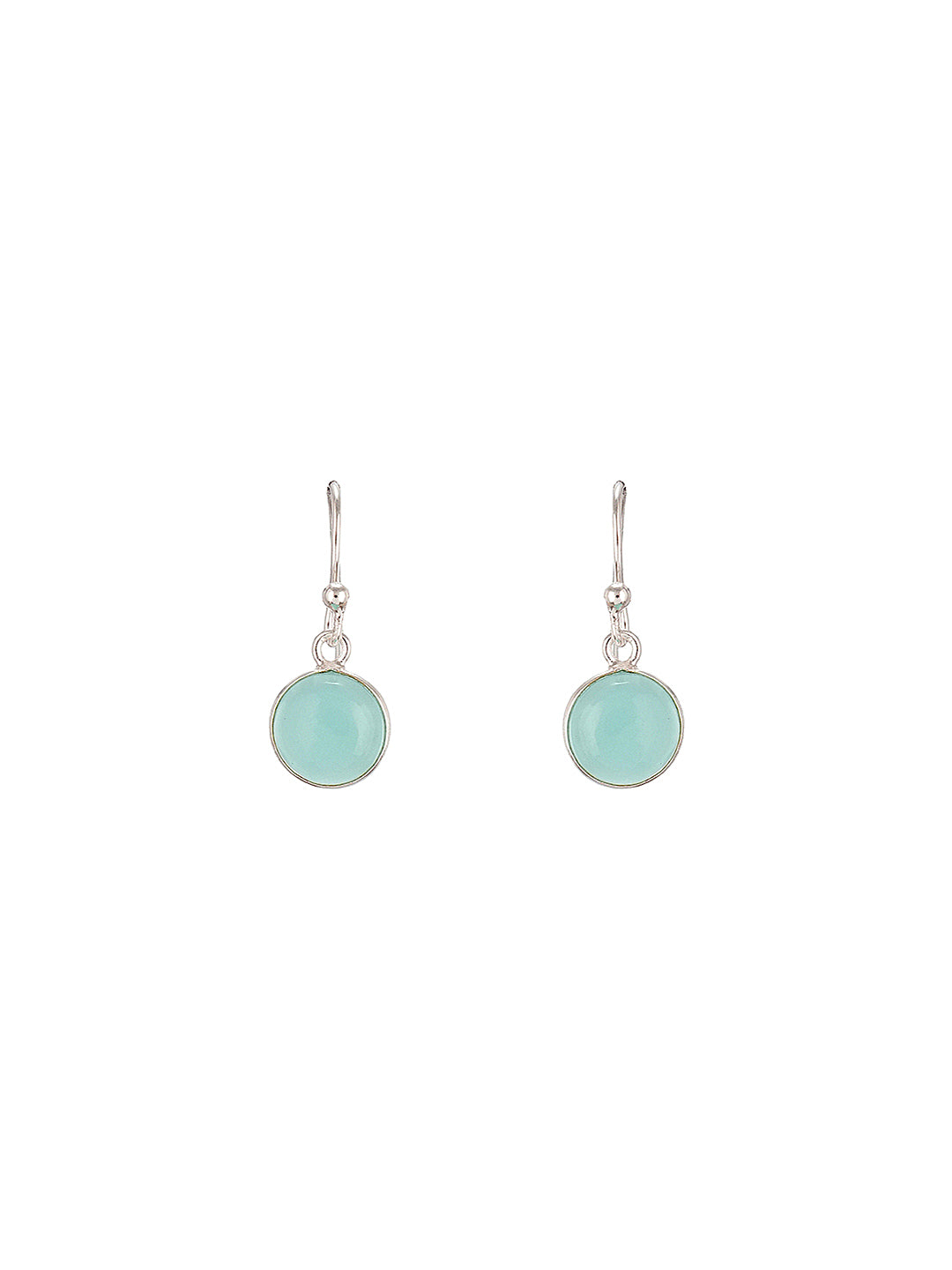 925 Sterling Silver  Mint Green Aqua Stone Studded Minimal Handcrafted Drop Earrings