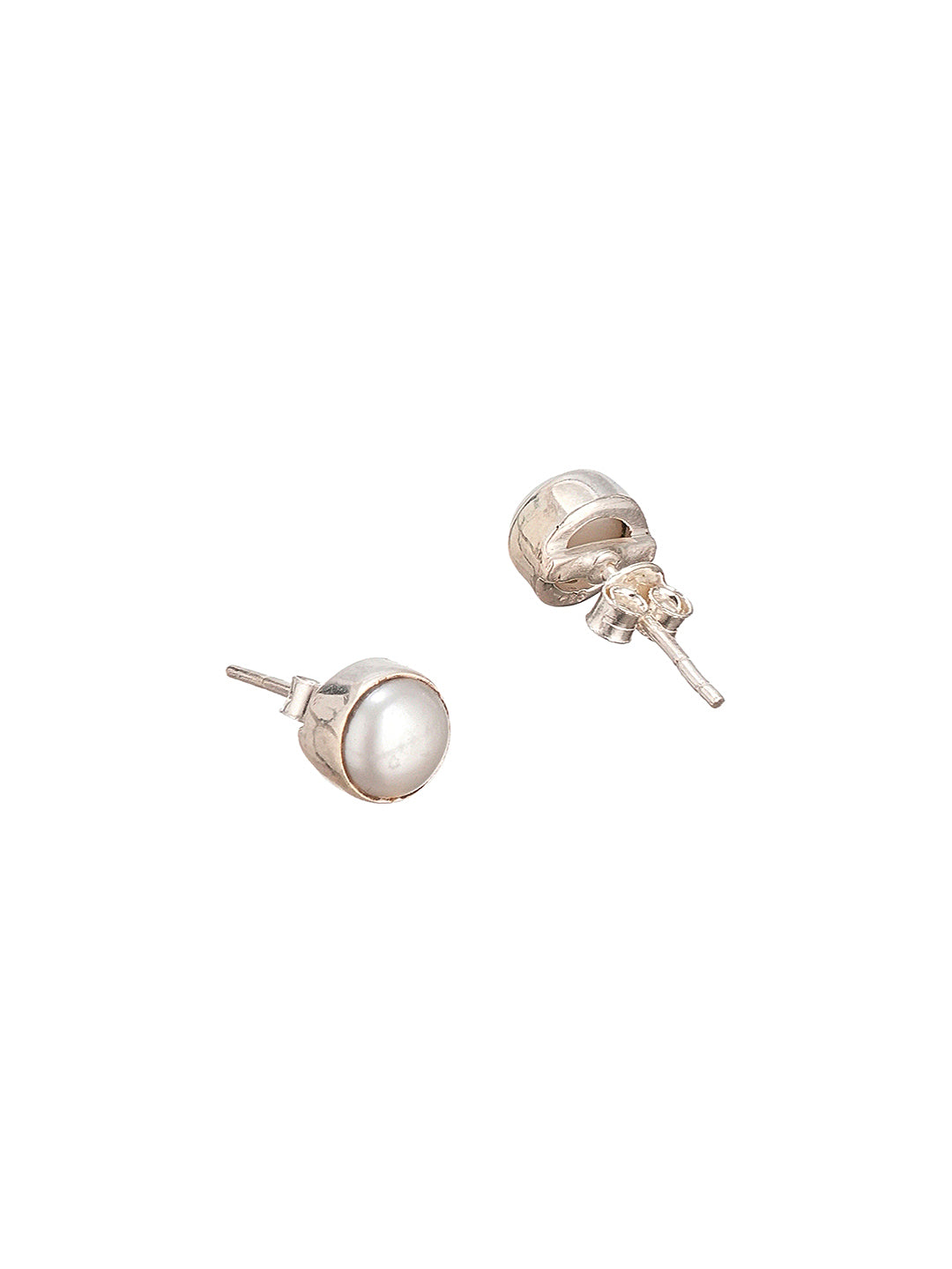 925 Sterling Silver White Pearl Stud Earrings