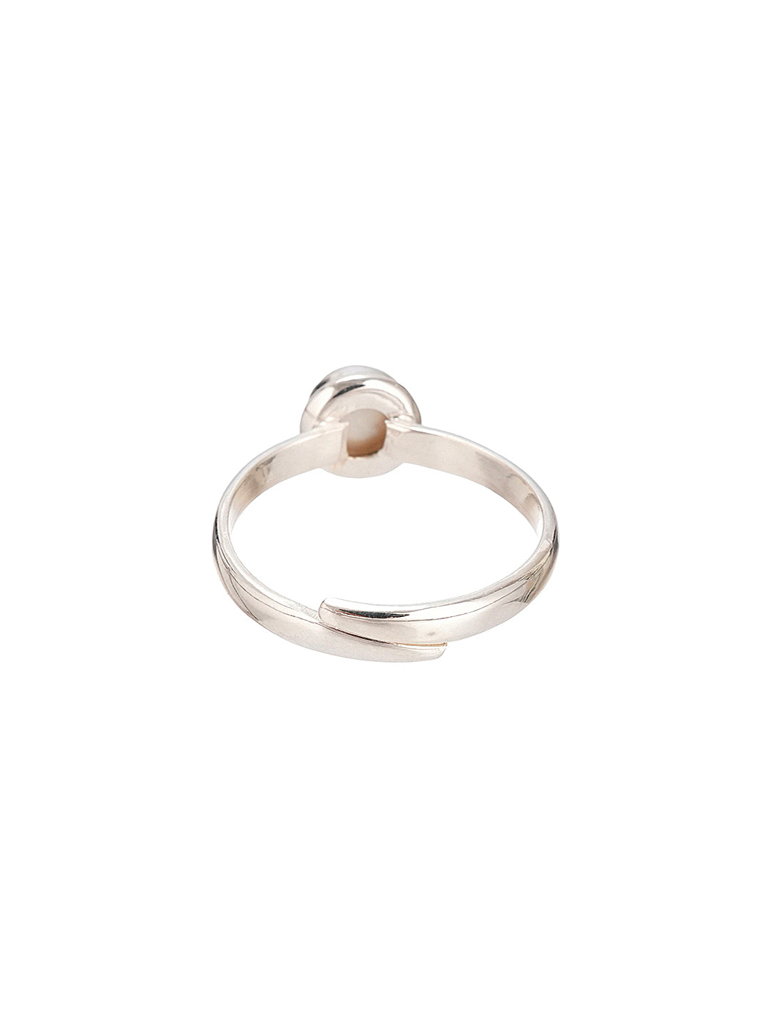925 Sterling Silver Pearl Studded Minimal Adjustable Band Finger Ring