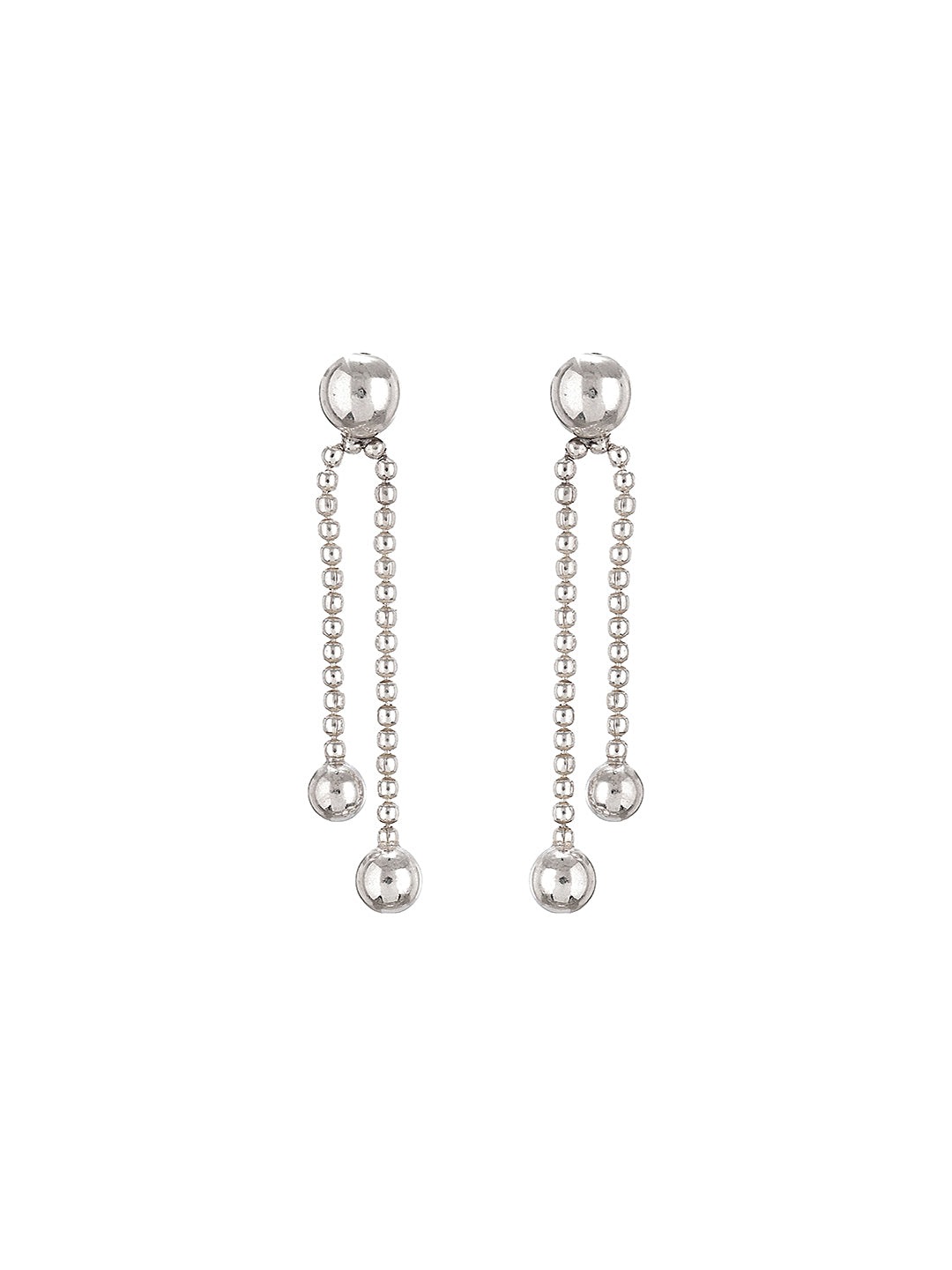 925 Sterling Silver Long Dual Strand Drop statement Minimal Earrings