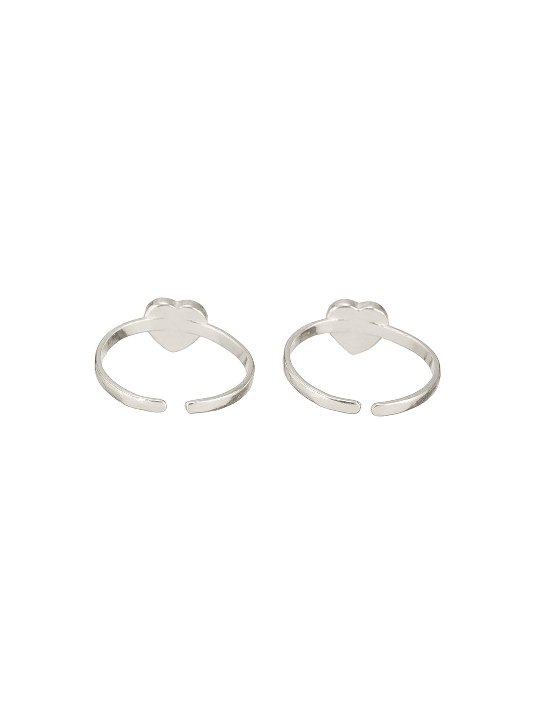 925 Sterling Silver Red Heart Shaped Minimal Adjustable Pair Of  Toe Ring