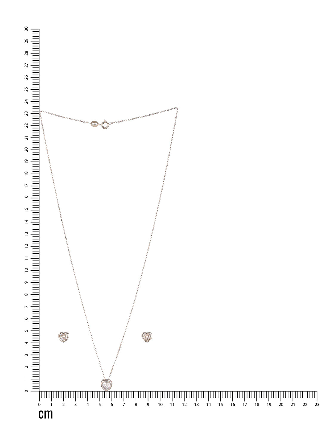 925 Sterling Silver CZ Studded Solitaire Heart Shaped Pendant Jewellery Set