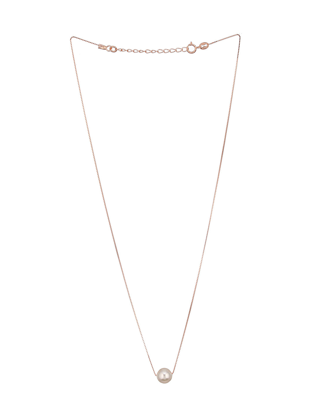 925 Sterling Silver Rose Gold Pearl Beaded Minimal Delicate Necklace & Chain