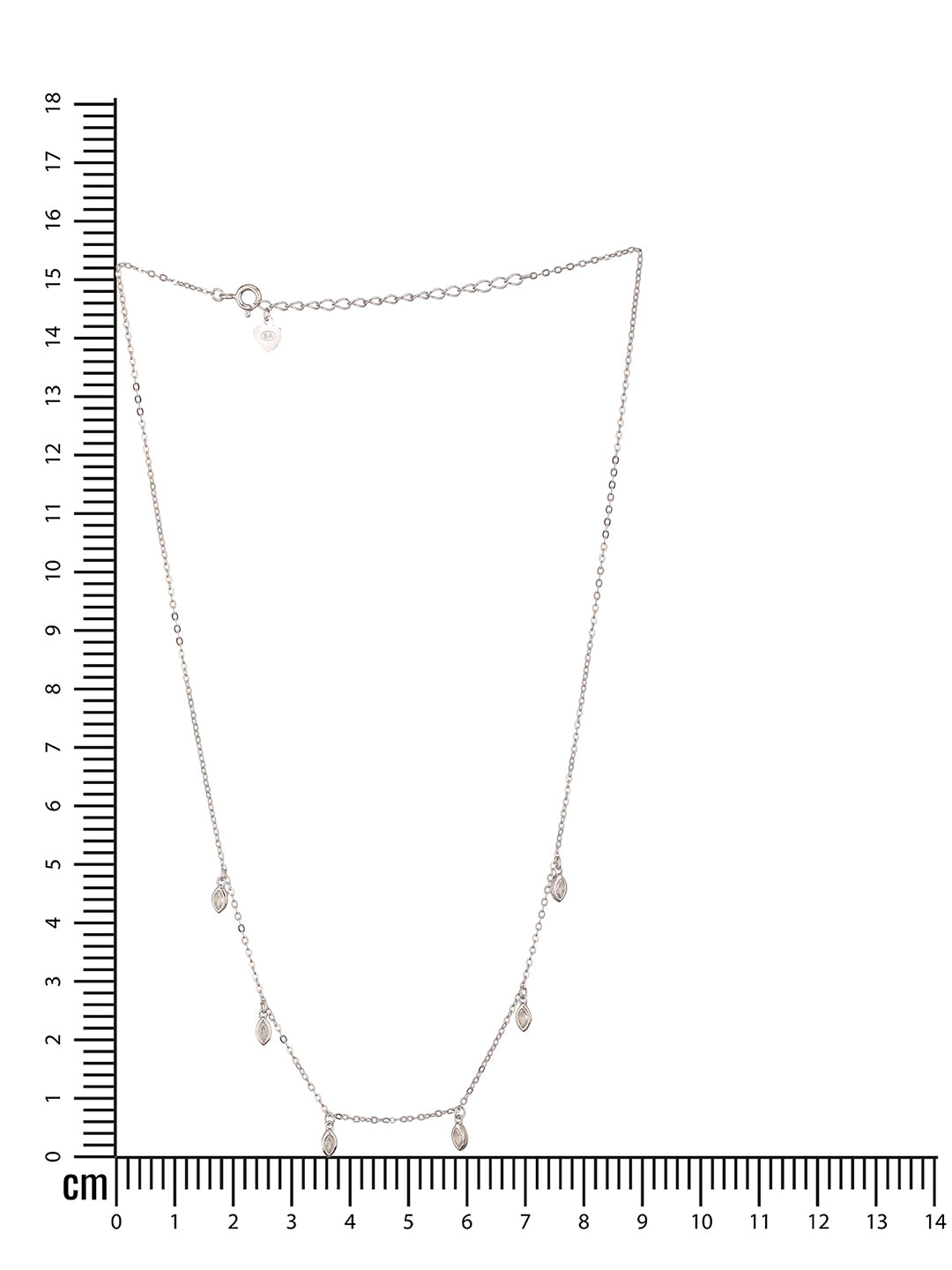 925 Sterling Silver CZ Studded Unique Solitaire Charms Necklace & Chain