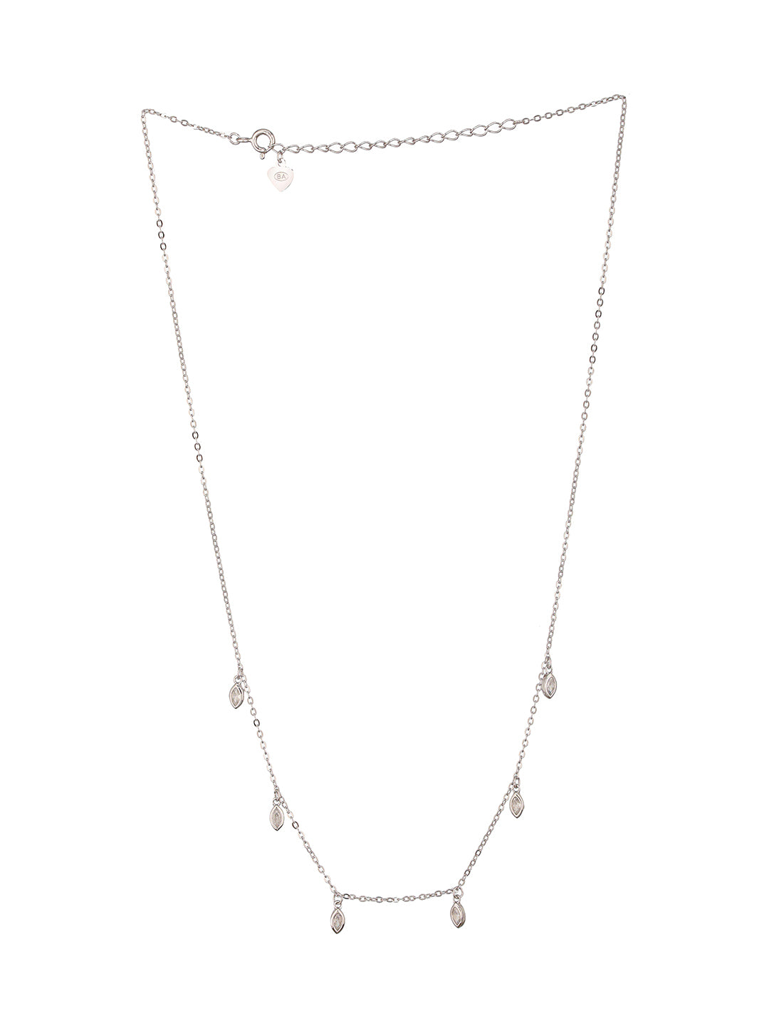 925 Sterling Silver CZ Studded Unique Solitaire Charms Necklace & Chain