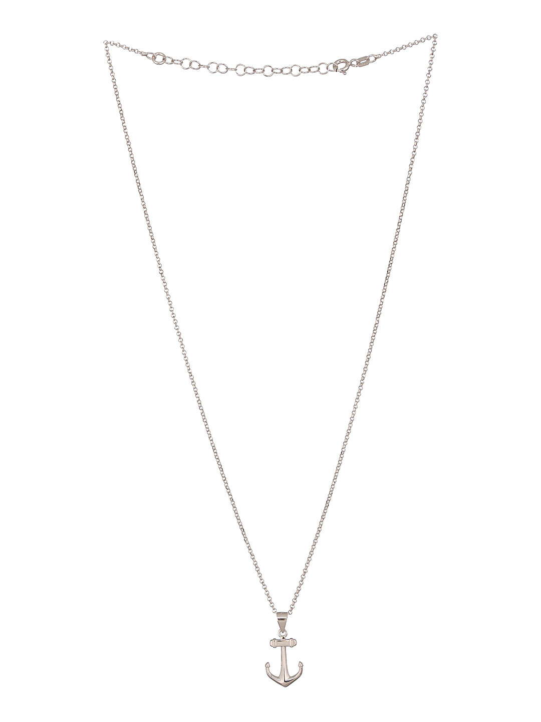 925 Sterling Silver Sea Anchor Trendy Minimal Necklace & Chain