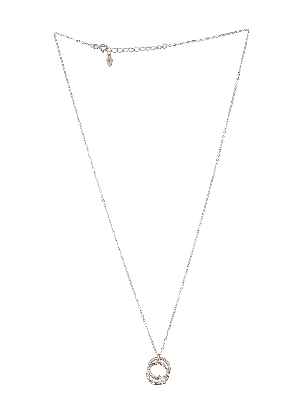 925 Sterling Silver Hearty Circle Of Love Minimal Necklace & Chain