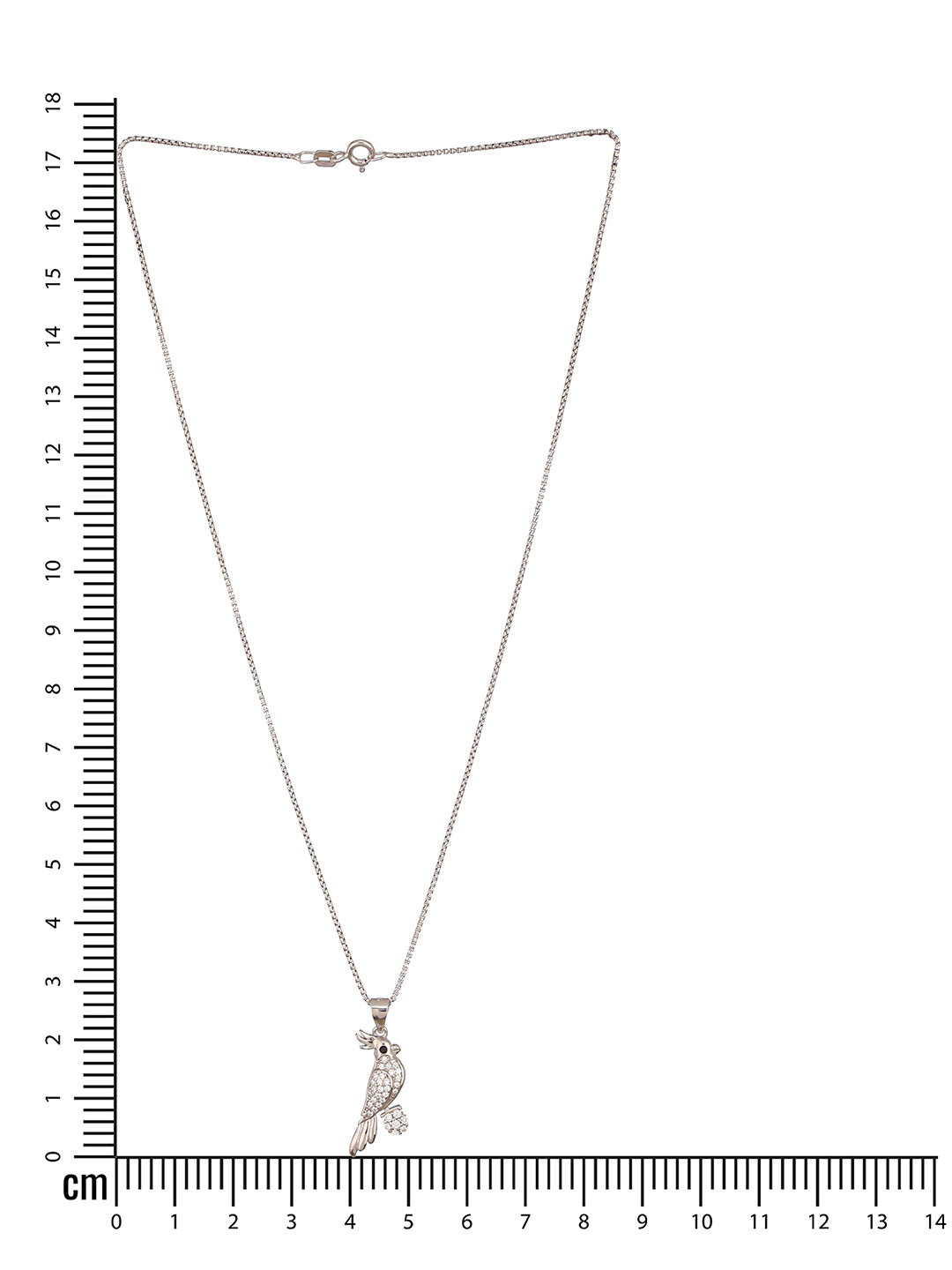 925 Sterling Silver CZ Studded Bird Shaped Charms Pendant Necklace & Chain