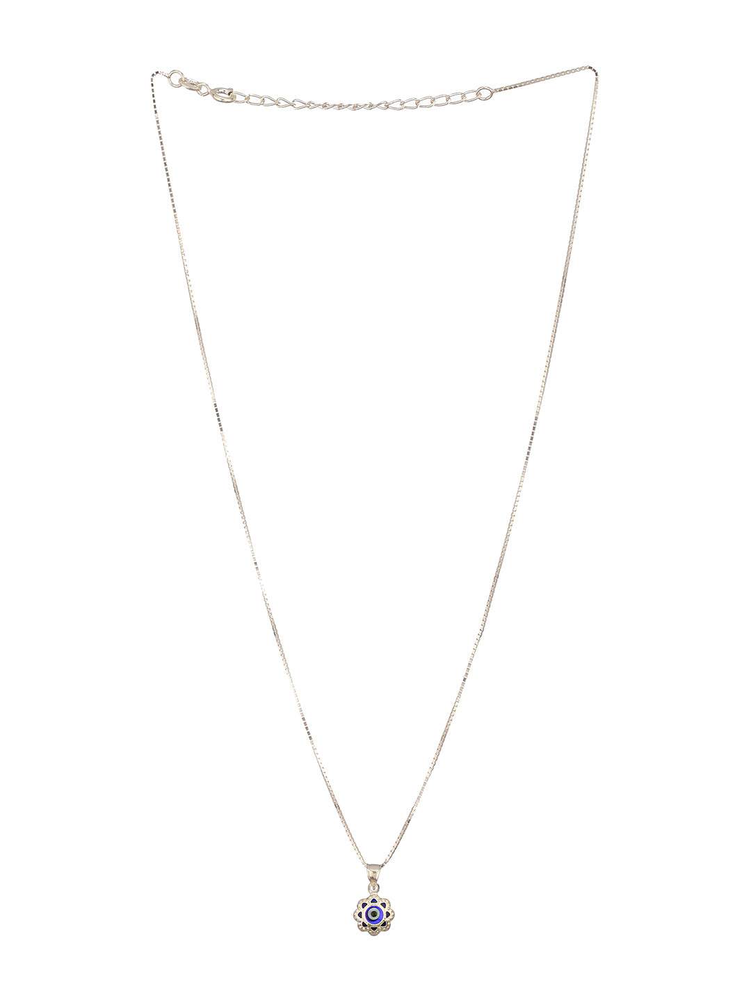 925 Sterling Silver Rhodium Plated Minimal  Evil Eye Locket Pendant Necklace & Chain