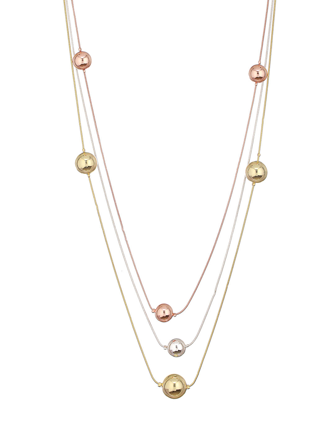 Anti-tarnish Dual Toned Ball Multi Layered Necklace & Chain