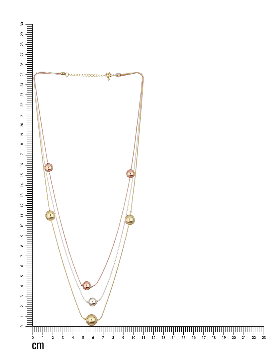 Anti-tarnish Dual Toned Ball Multi Layered Necklace & Chain