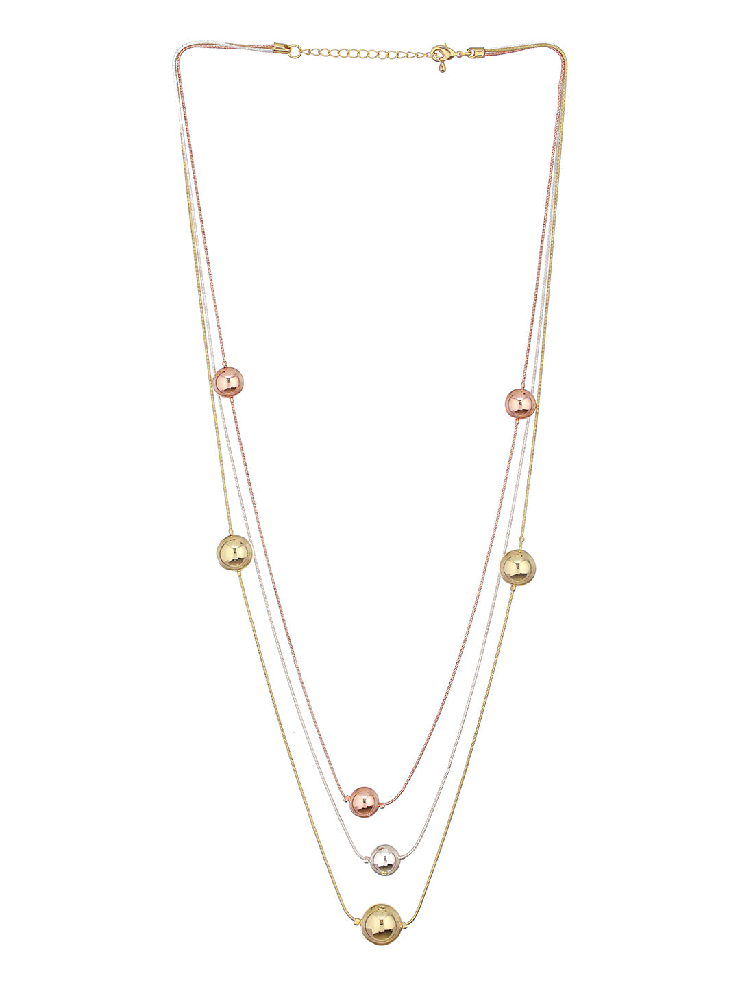 Anti-tarnish Dual Toned Ball Multi Layered Necklace & Chain
