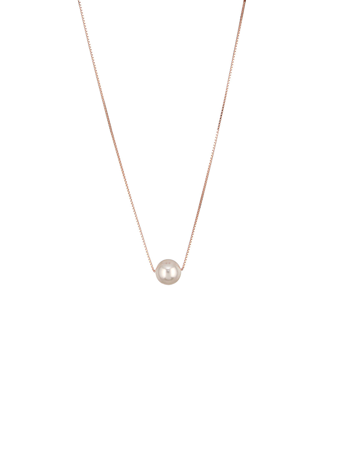 925 Sterling Silver Rose Gold Pearl Beaded Minimal Delicate Necklace & Chain