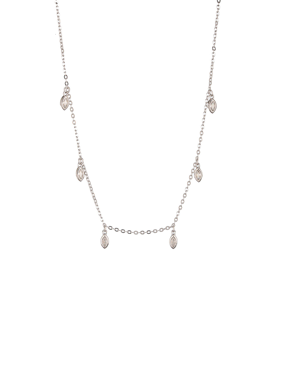 925 Sterling Silver CZ Studded Unique Solitaire Charms Necklace & Chain