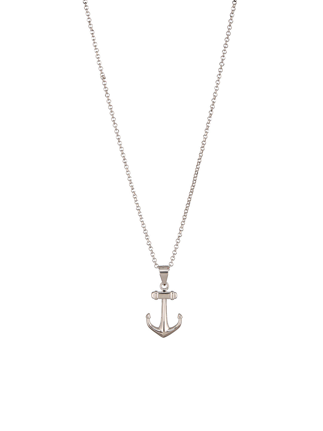 925 Sterling Silver Sea Anchor Trendy Minimal Necklace & Chain