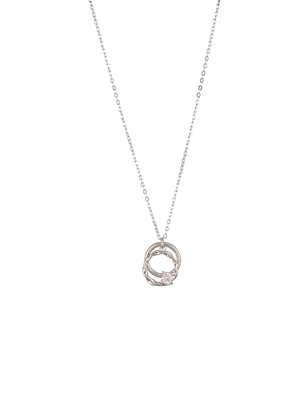 925 Sterling Silver Hearty Circle Of Love Minimal Necklace & Chain