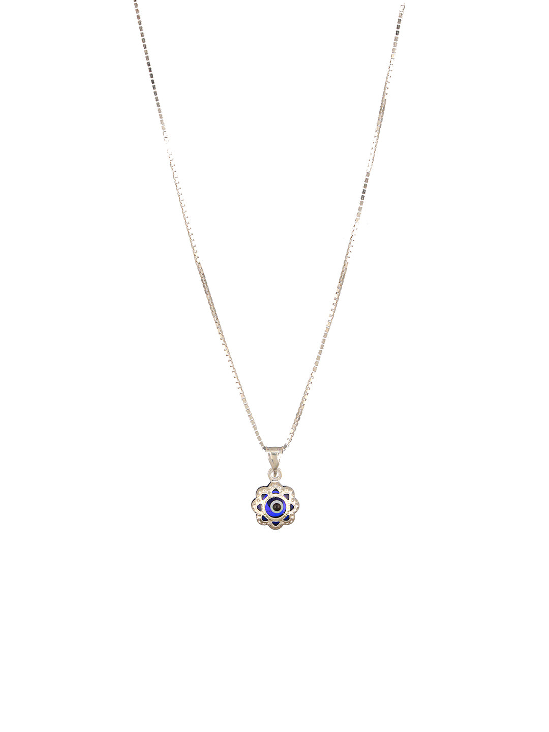 925 Sterling Silver Rhodium Plated Minimal  Evil Eye Locket Pendant Necklace & Chain