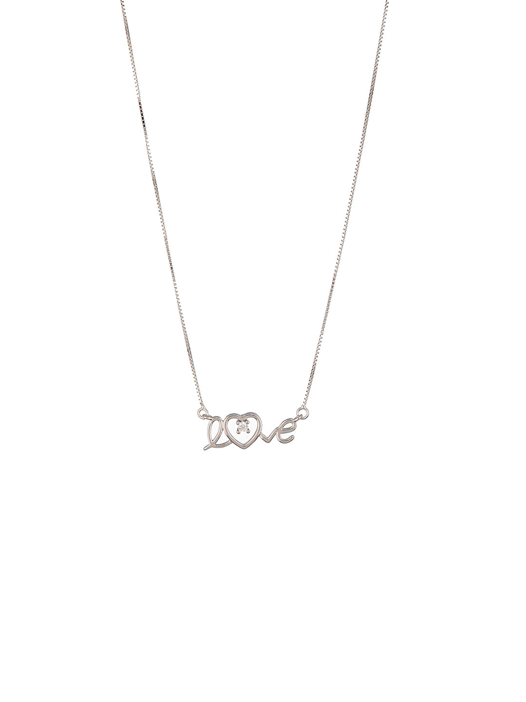 925 Sterling Silver CZ Studded Dainty Love Minimal Valentine Locket Necklace & Chain