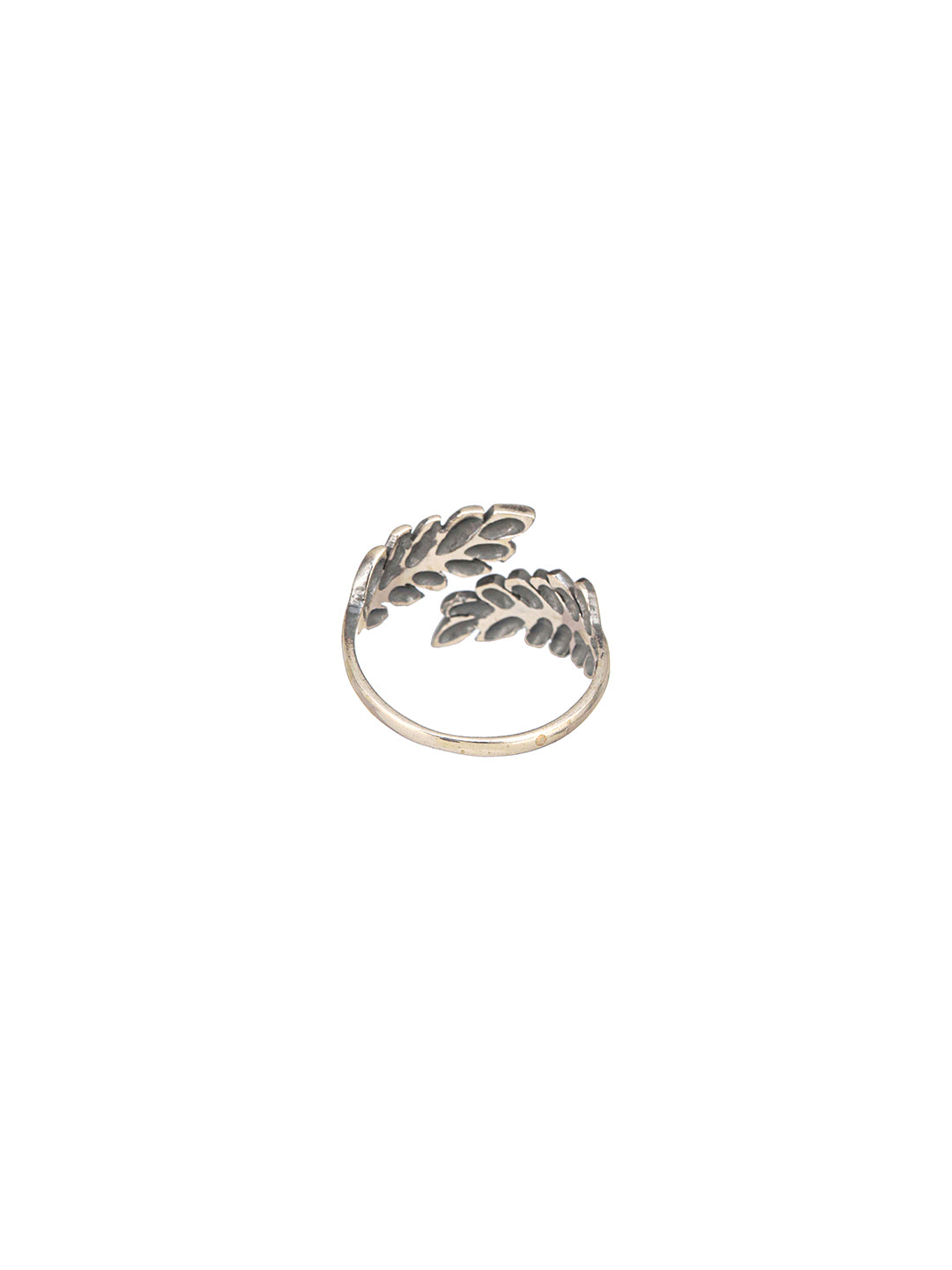925 Sterling Silver Oxidised Dailywear minimal Leafy Adjustable Finger Ring