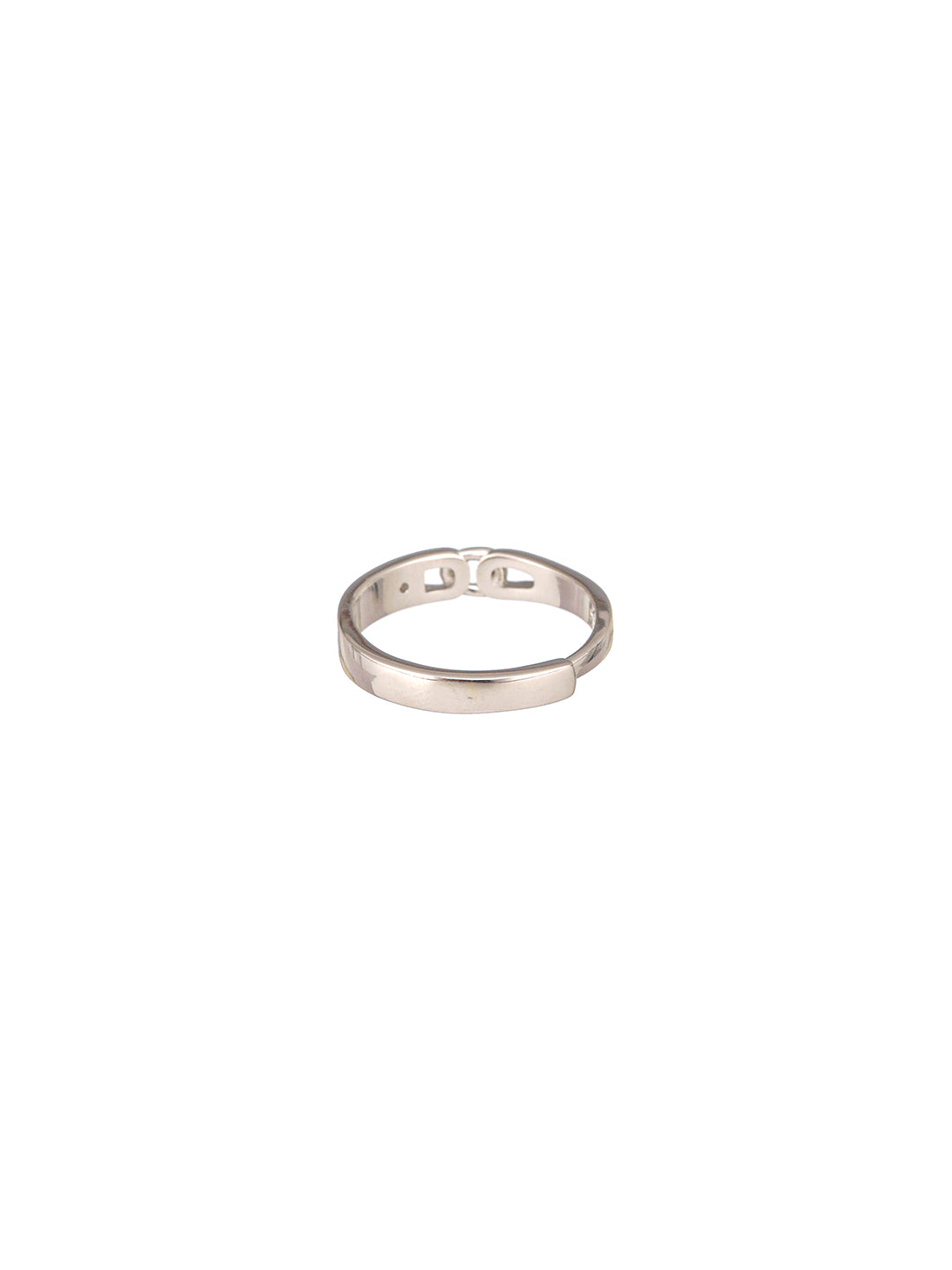925 Sterling Silver Rhodium Plated Minimal Link love Adjustable Finger Band Ring