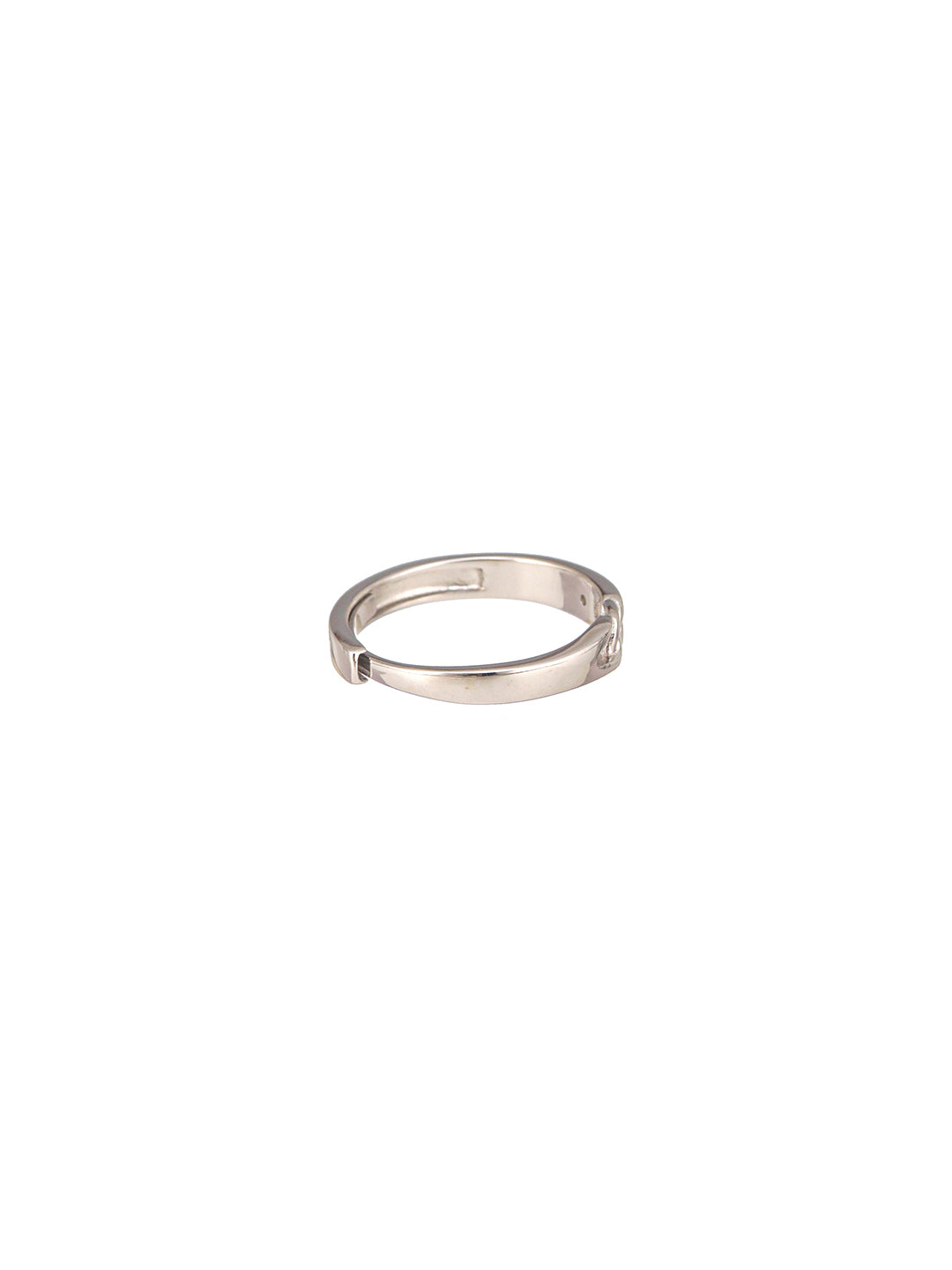 925 Sterling Silver Rhodium Plated Minimal Link love Adjustable Finger Band Ring