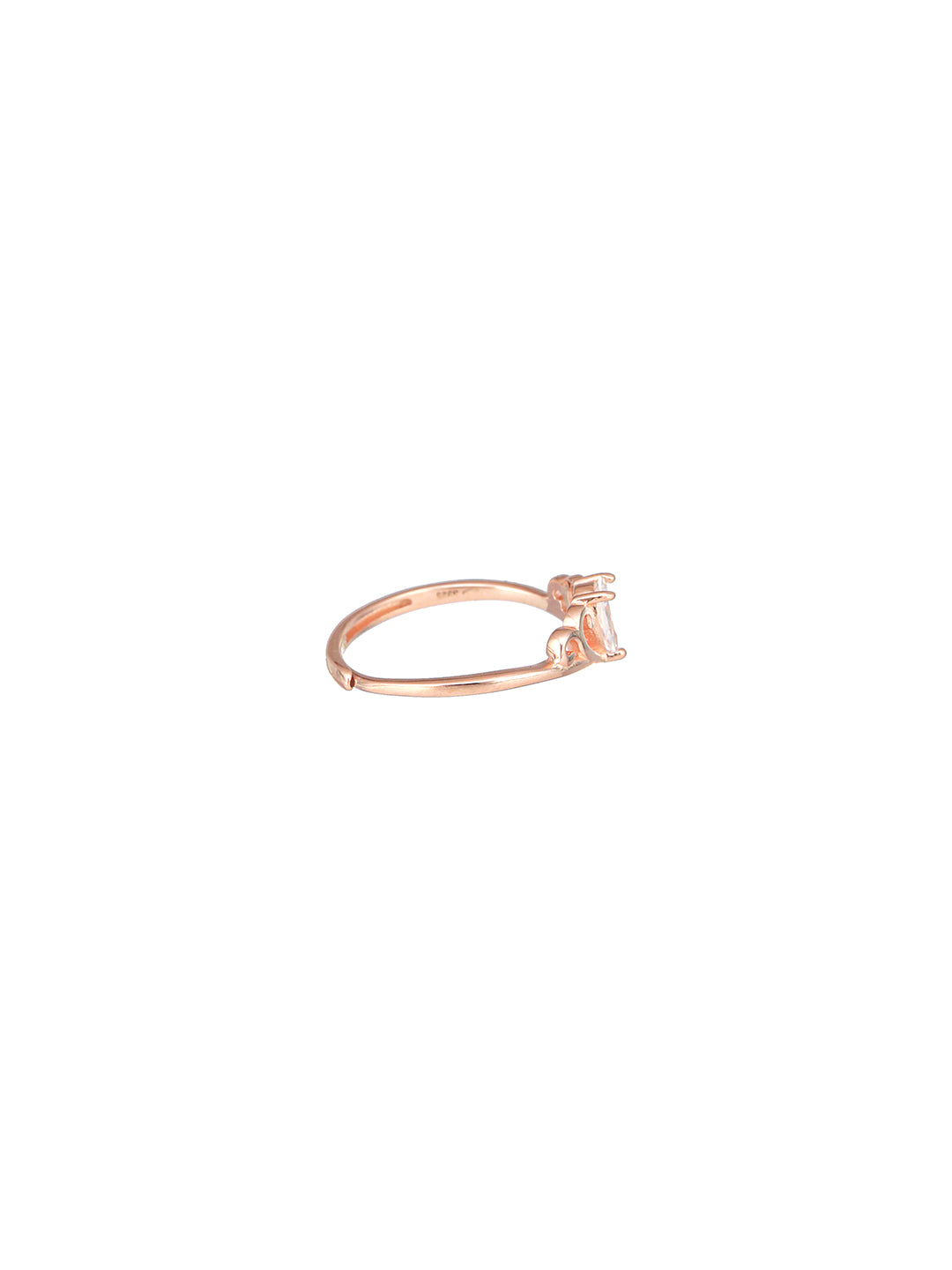 925 Sterling Silver Rose Gold Plated AD Studded Minimal Crown Finger Ring