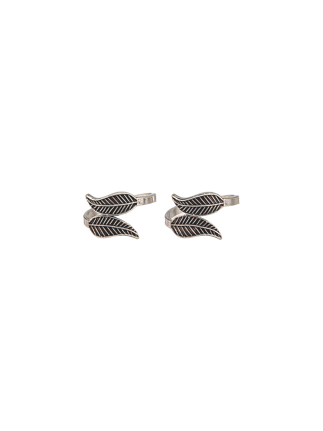 925 Sterling Silver Oxidised Leafy Minimal Toe Ring