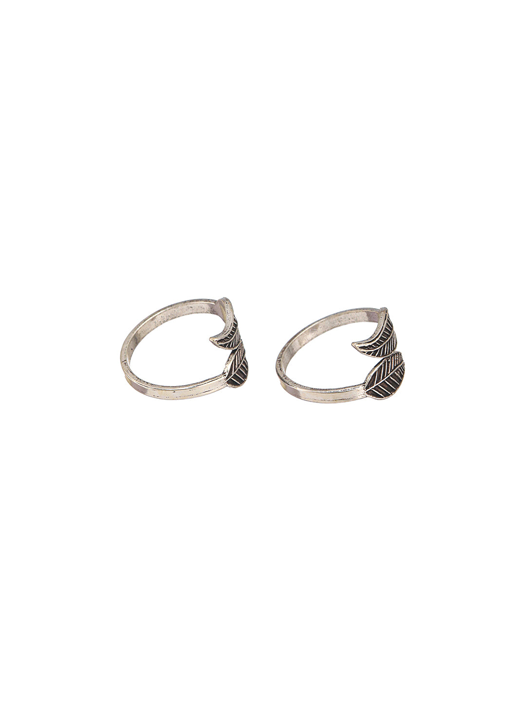 925 Sterling Silver Oxidised Leafy Minimal Toe Ring