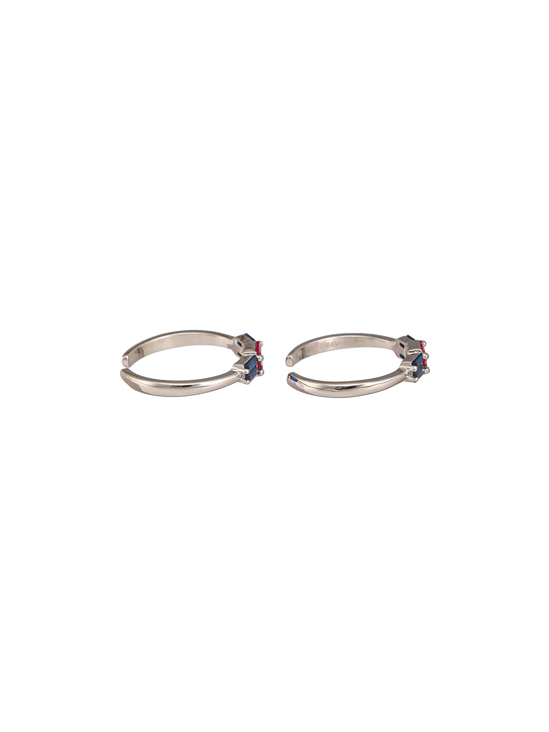 925 Sterling Silver CZ  Studded Colorful  Toe Rings