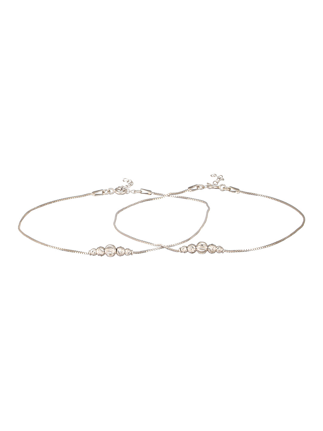 925 Sterling Silver Ball chain Minimal Dailywear Pair Of Anklet