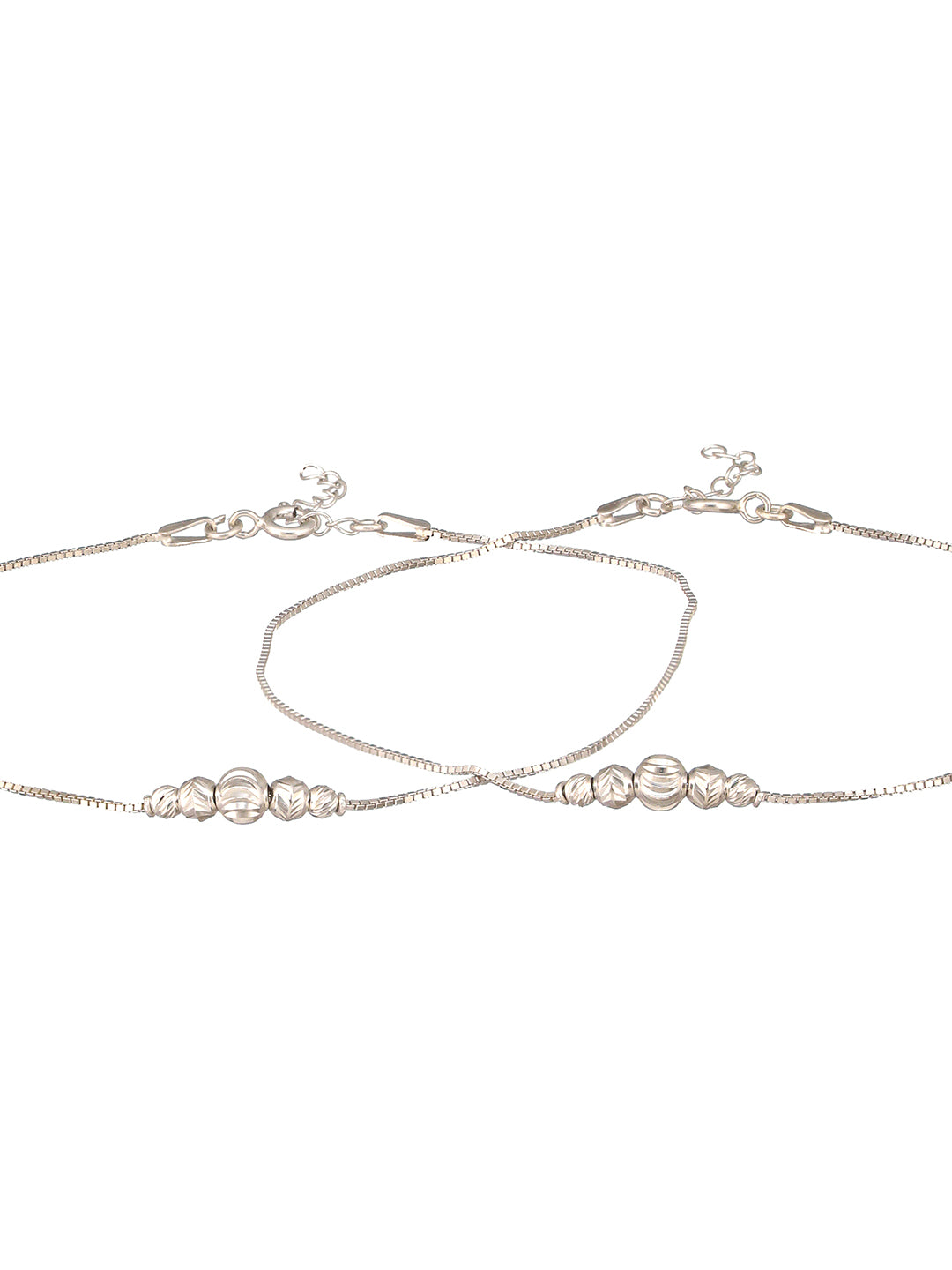 925 Sterling Silver Ball chain Minimal Dailywear Pair Of Anklet