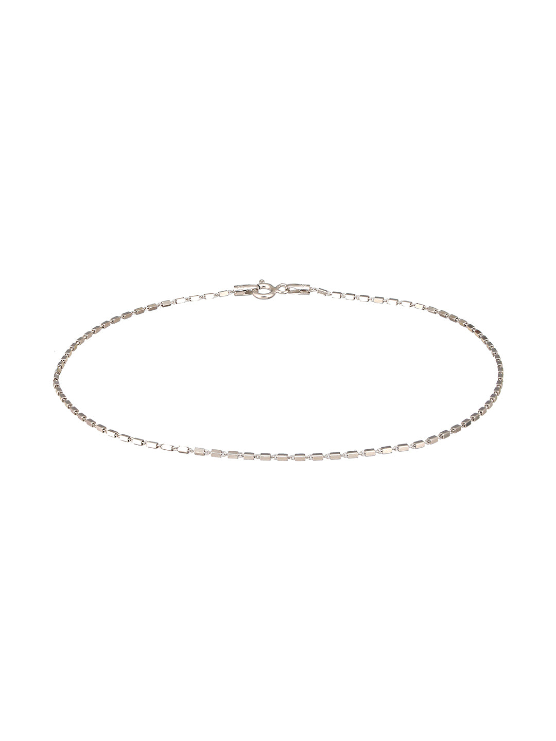 925 Sterling Silver Rhodium Plated Delicate Cylindrical Link Pair of Anklet