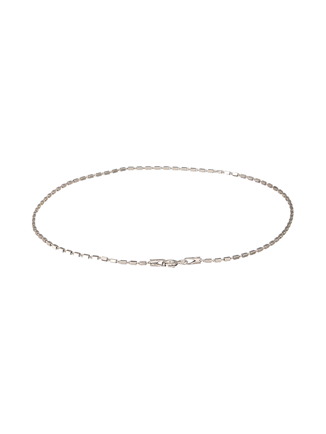 925 Sterling Silver Rhodium Plated Delicate Cylindrical Link Pair of Anklet