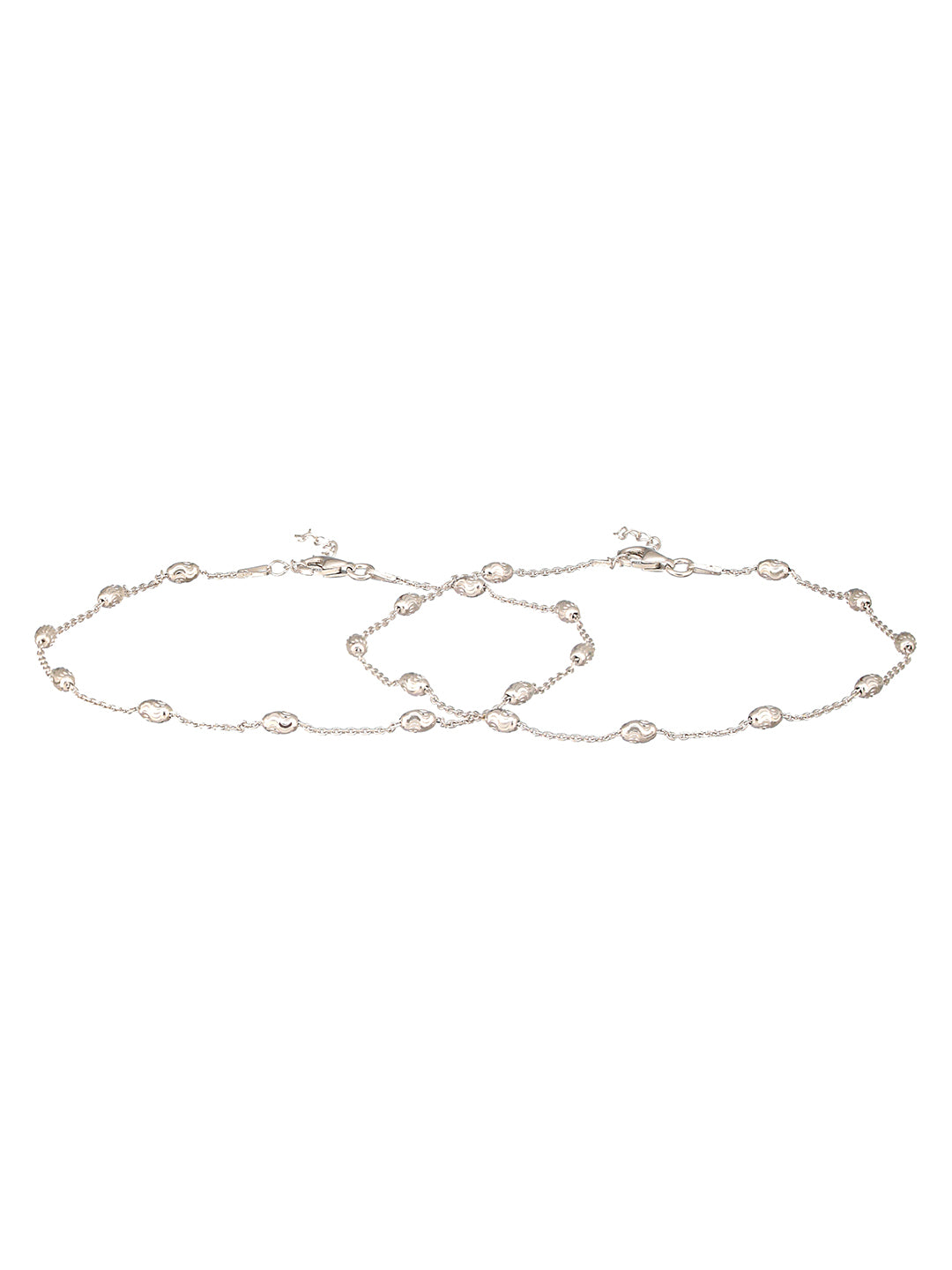 925 Sterling Silver Ball Chain Delicate Designer   Minimal Anklet Pair
