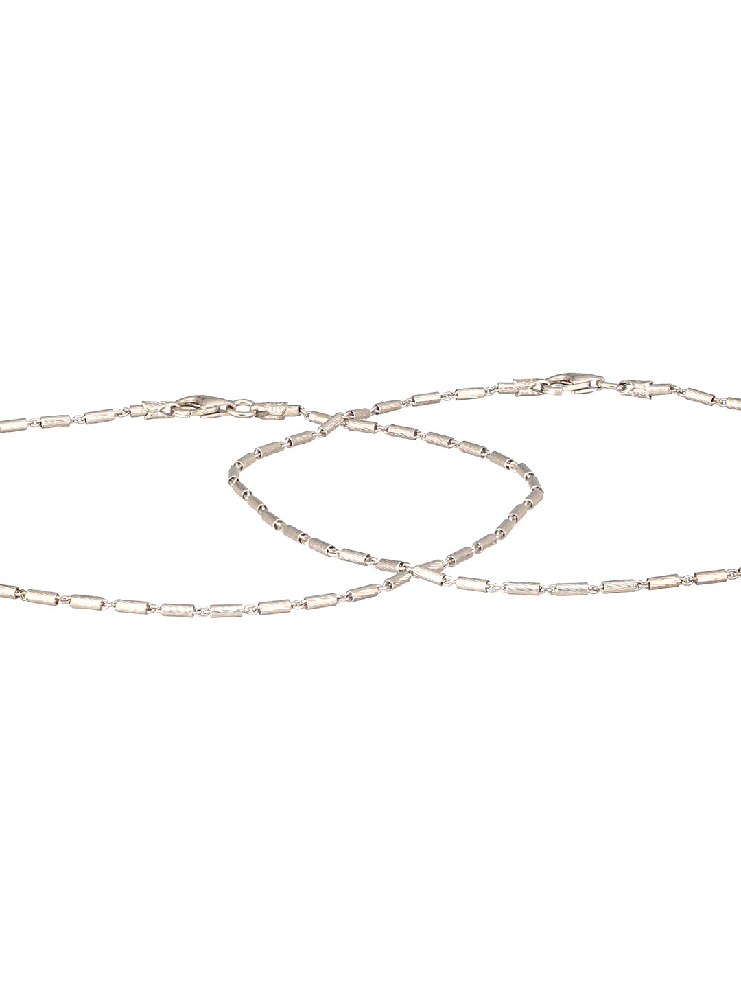 925 Sterling Silver Rhodium Plated Delicate Trendy Link Pair of Payal Anklet