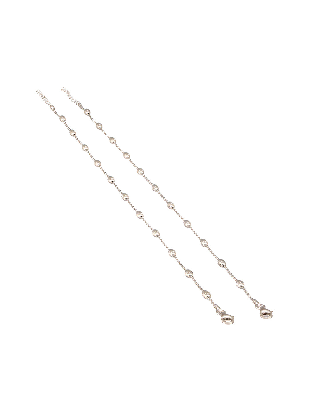 925 Sterling Silver Ball Chain Delicate Designer   Minimal Anklet Pair