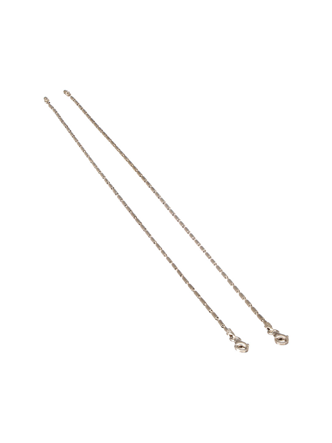 925 Sterling Silver Rhodium Plated Delicate Trendy Link Pair of Payal Anklet