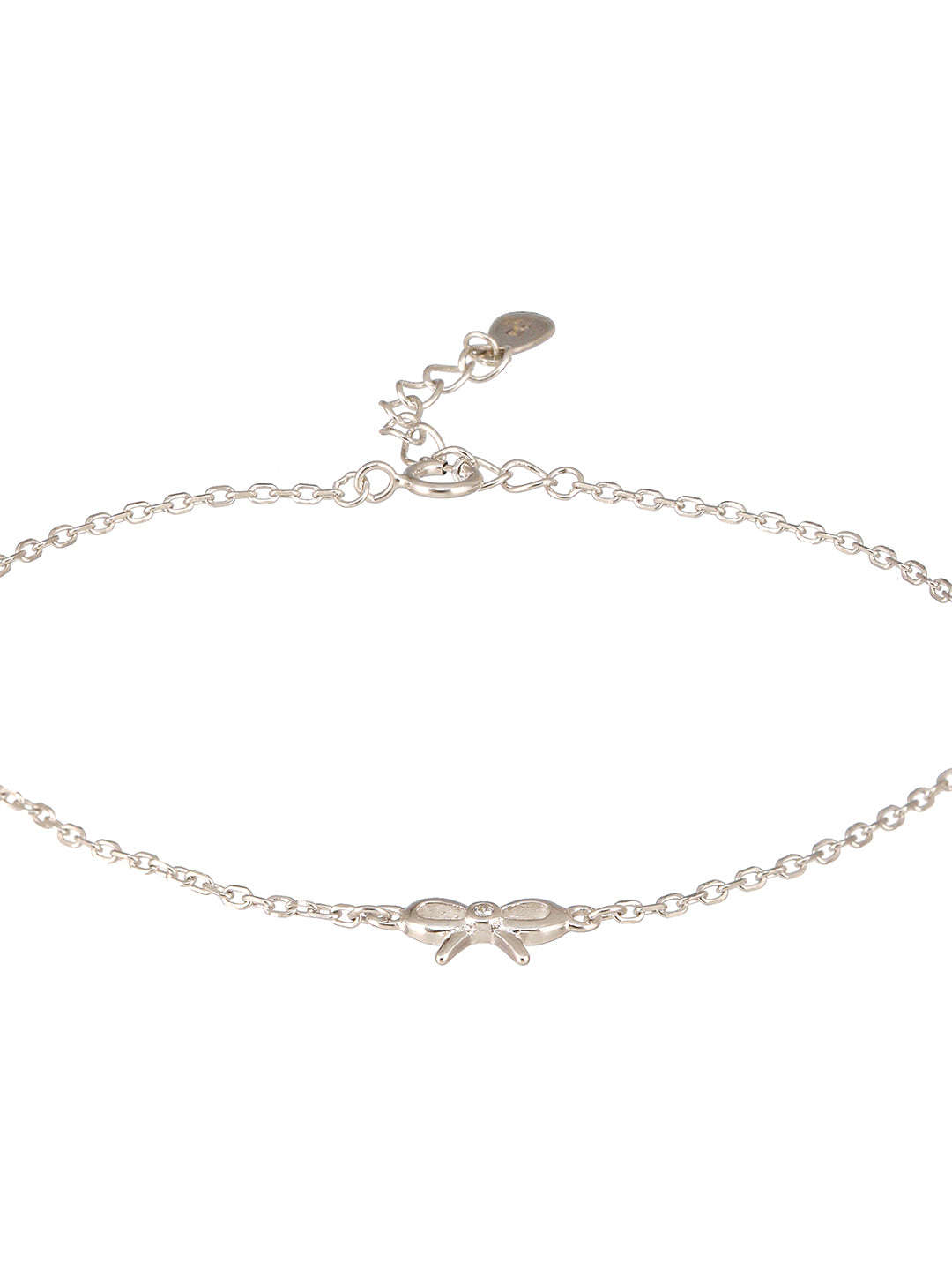 925 Sterling Silver Plated Bow Charms  Link  Adjustable Bracelet