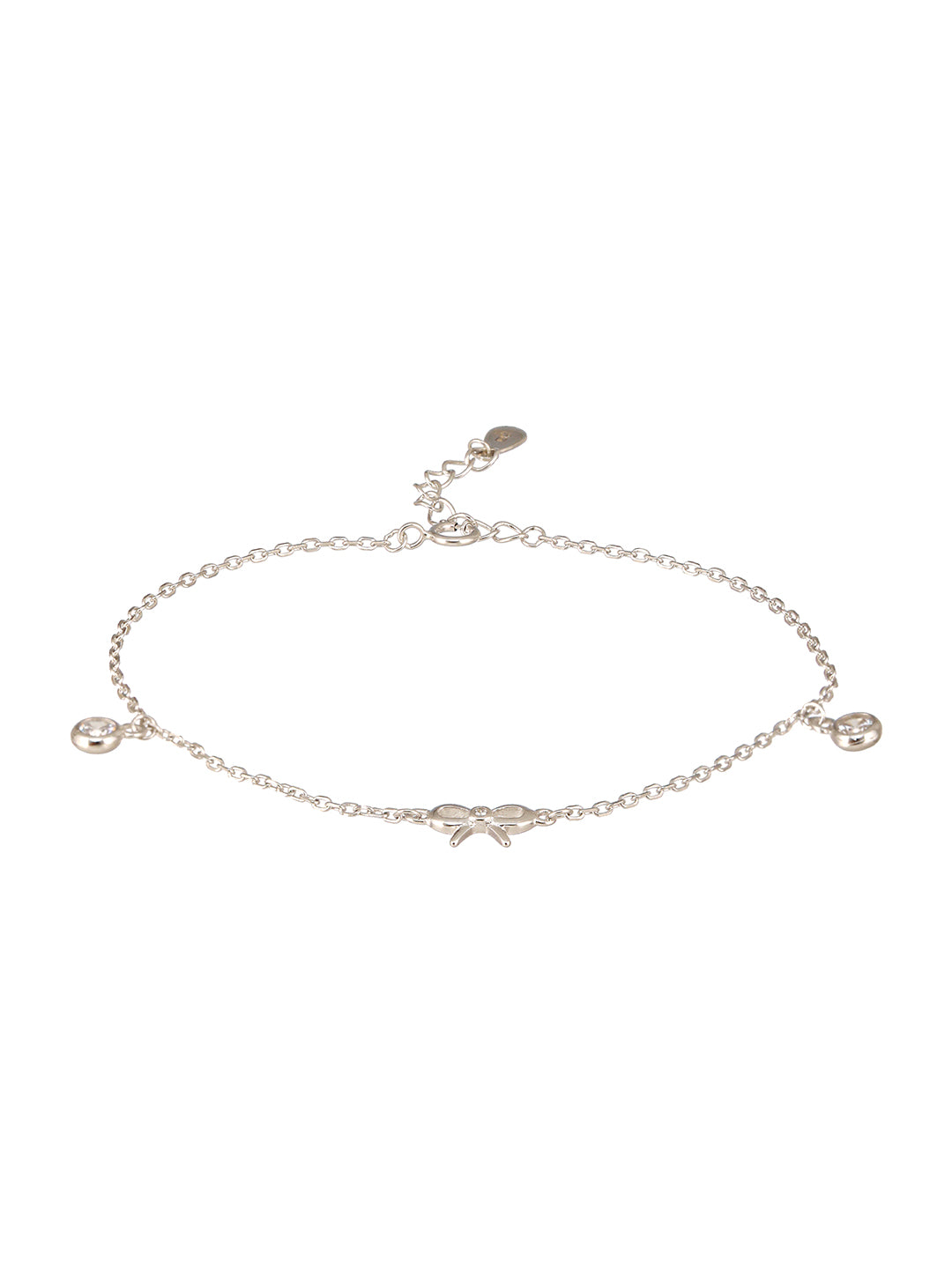 925 Sterling Silver Plated Bow Charms  Link  Adjustable Bracelet