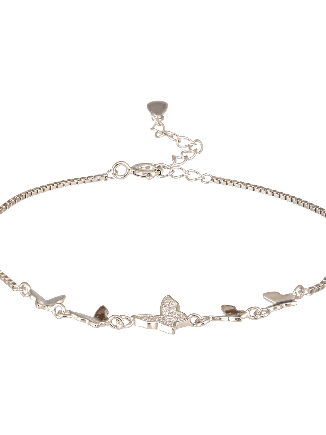 925 Sterling Silver Designer Charms Butterfly Adjustable Bracelet