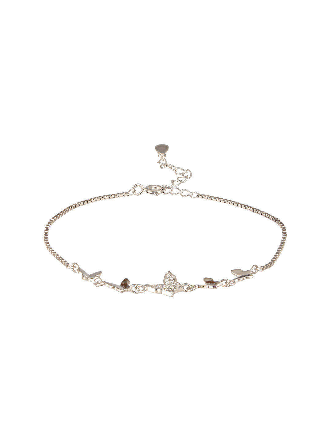 925 Sterling Silver Designer Charms Butterfly Adjustable Bracelet