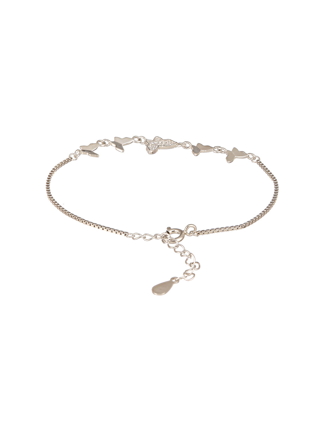 925 Sterling Silver Designer Charms Butterfly Adjustable Bracelet