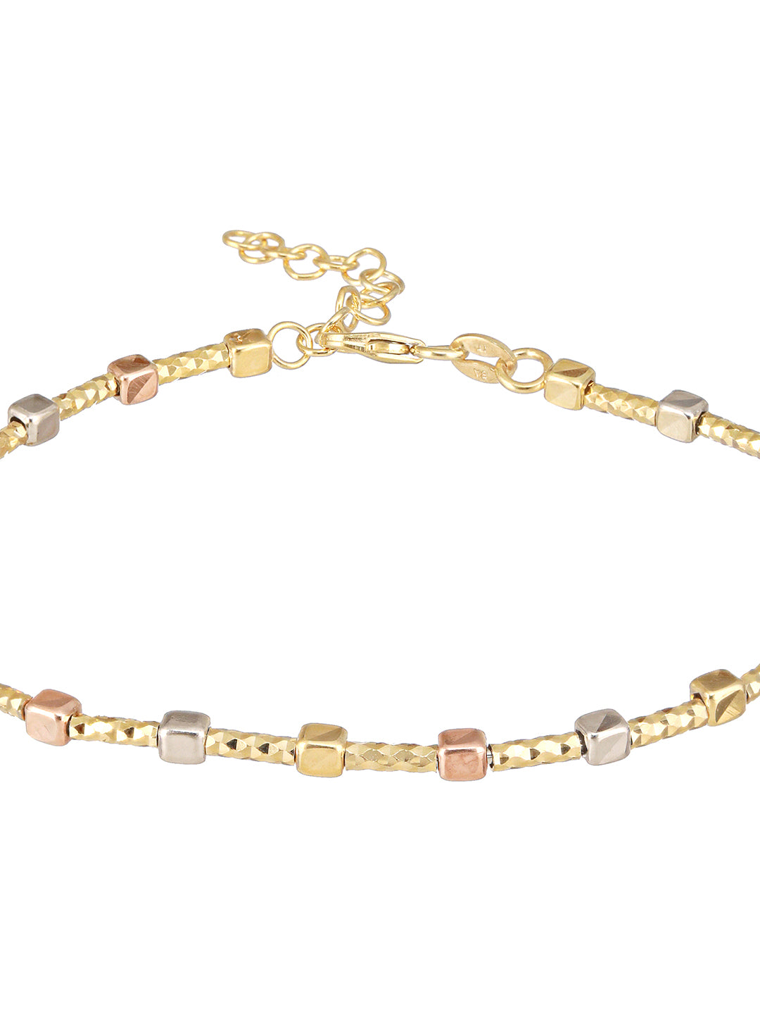 925 Sterling Silver Dual Toned Geometric Chain Adjustable Bracelet