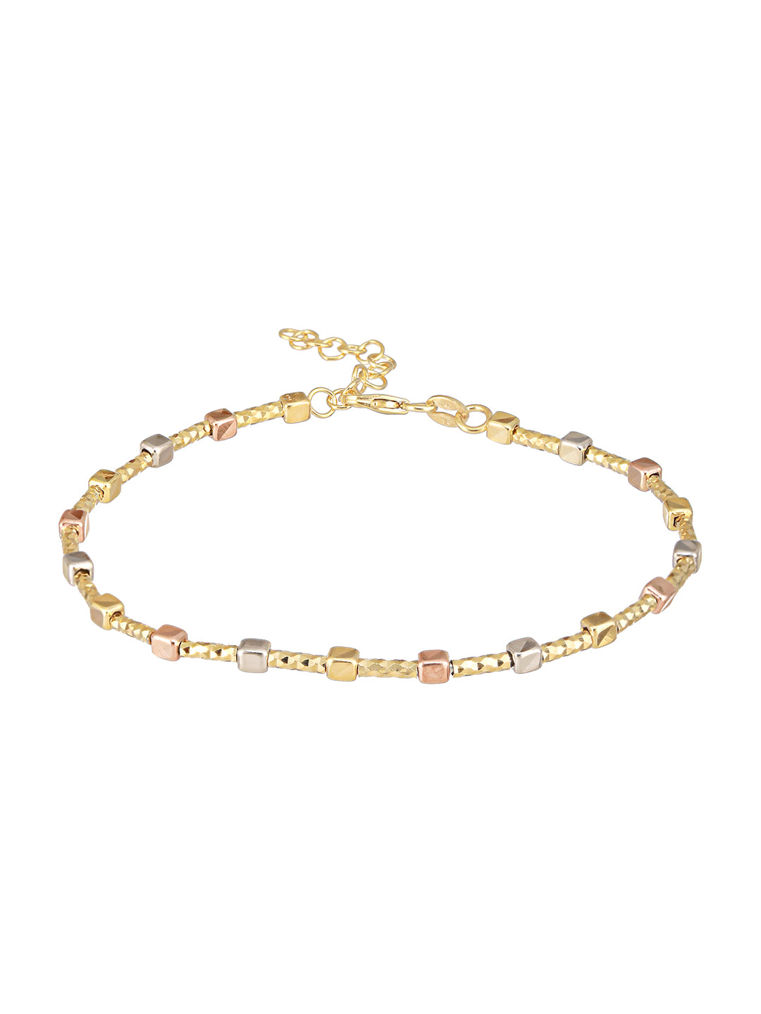 925 Sterling Silver Dual Toned Geometric Chain Adjustable Bracelet