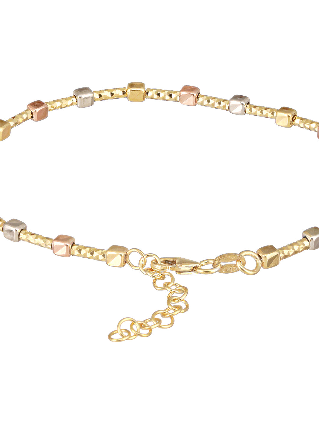 925 Sterling Silver Dual Toned Geometric Chain Adjustable Bracelet