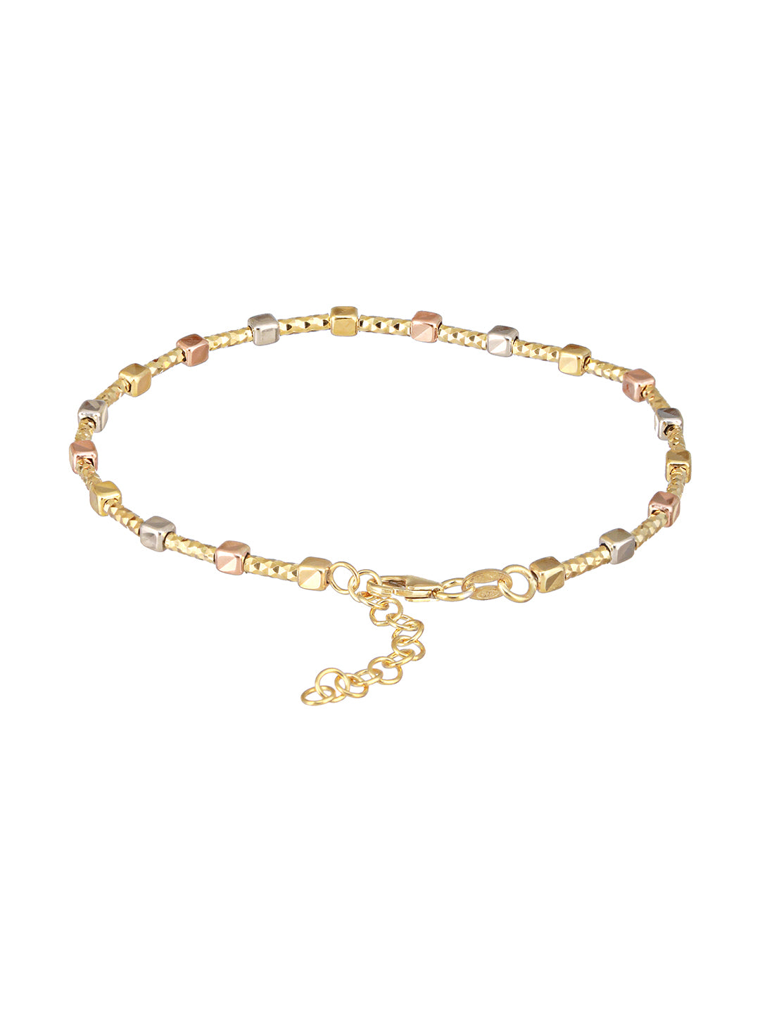 925 Sterling Silver Dual Toned Geometric Chain Adjustable Bracelet