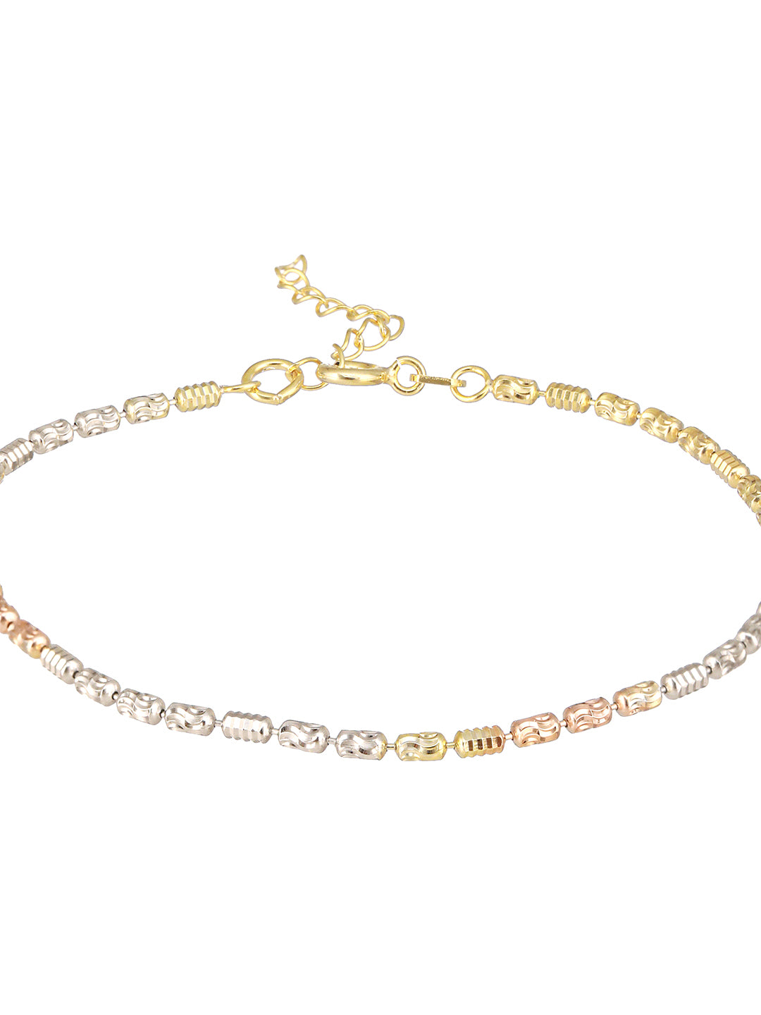 925 Sterling Silver Dual Toned Ball Chain Adjustable Bracelet