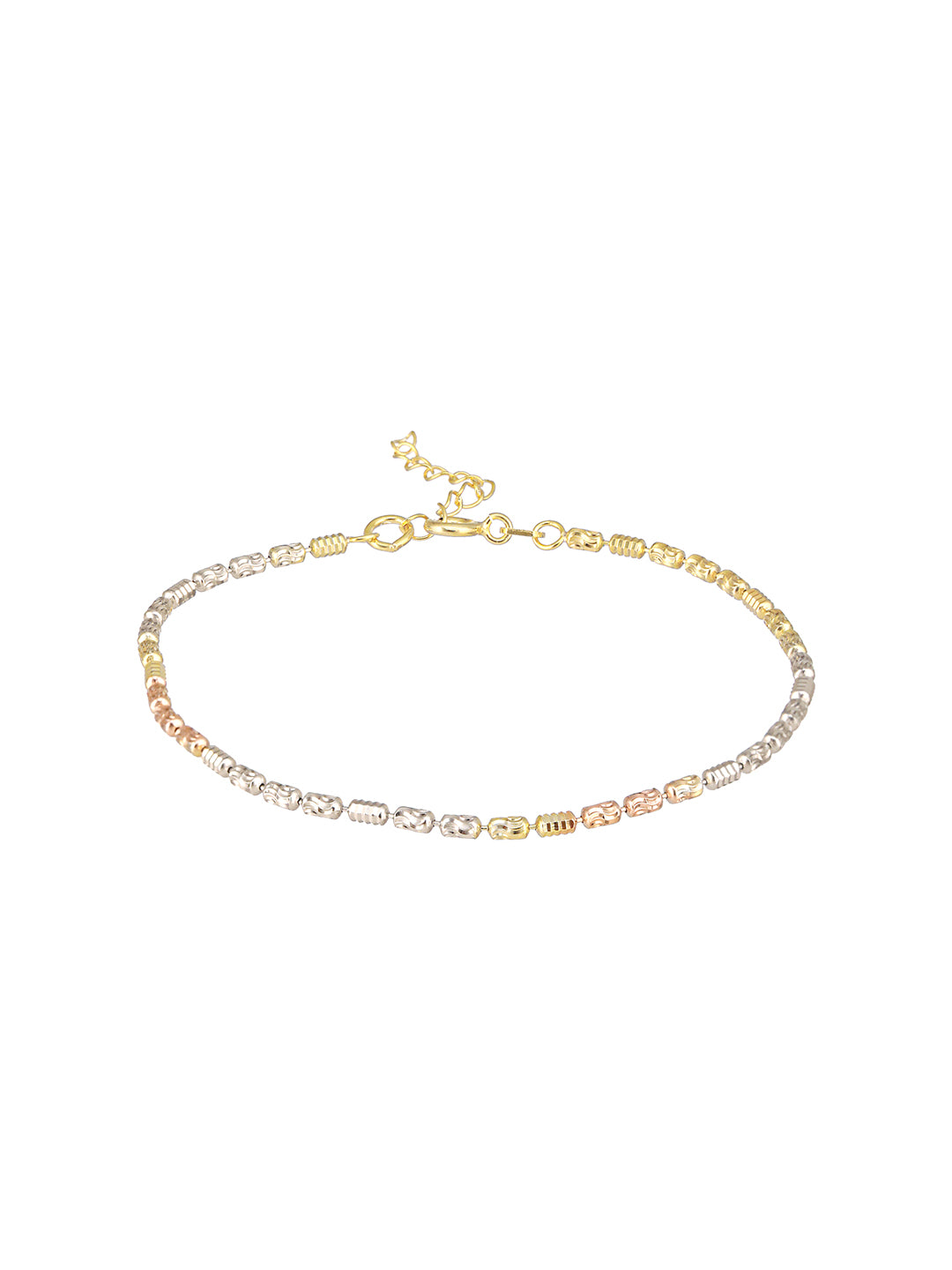 925 Sterling Silver Dual Toned Ball Chain Adjustable Bracelet