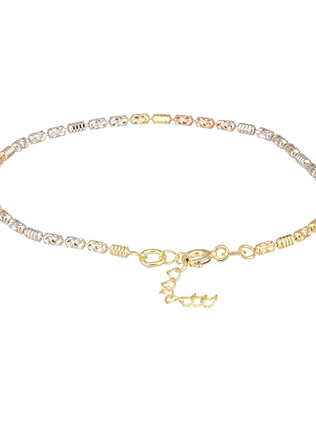 925 Sterling Silver Dual Toned Ball Chain Adjustable Bracelet