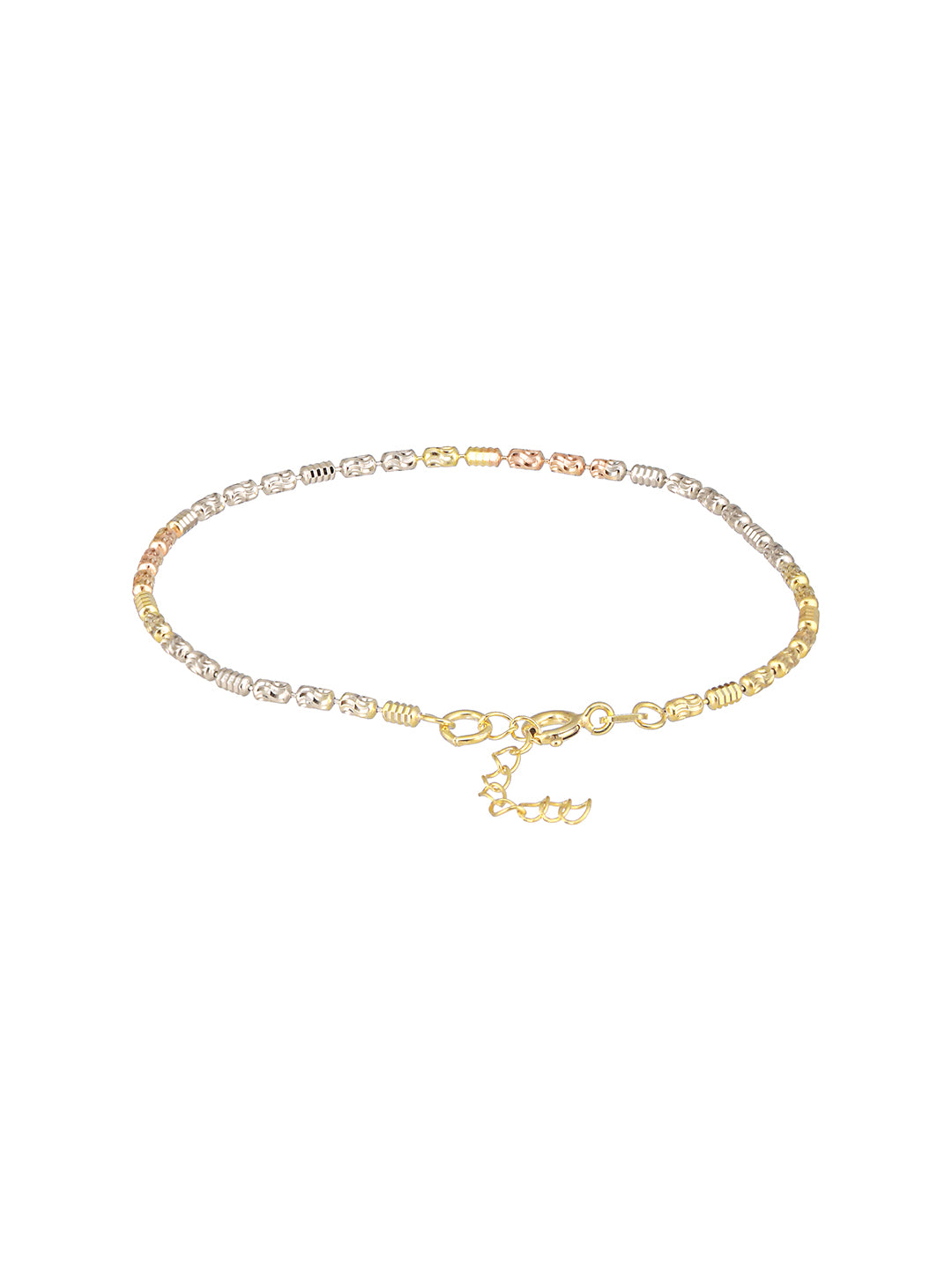 925 Sterling Silver Dual Toned Ball Chain Adjustable Bracelet